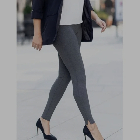 Spanx grey Pull On Stretch Ankle Length Ponte Legging with Side Slits XLARGE